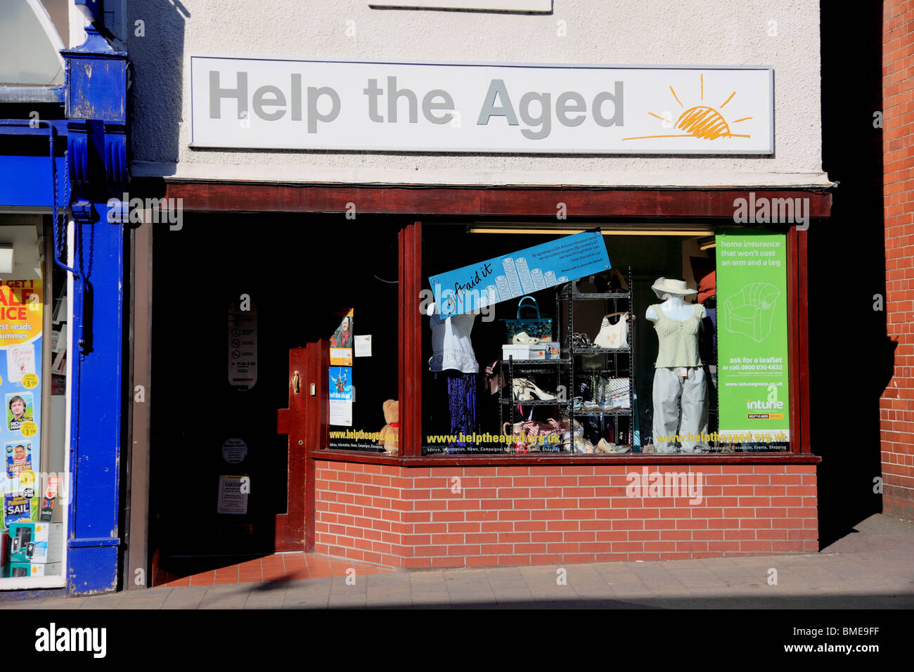 Front of a Help the Aged charity shop, which raises funds to help the