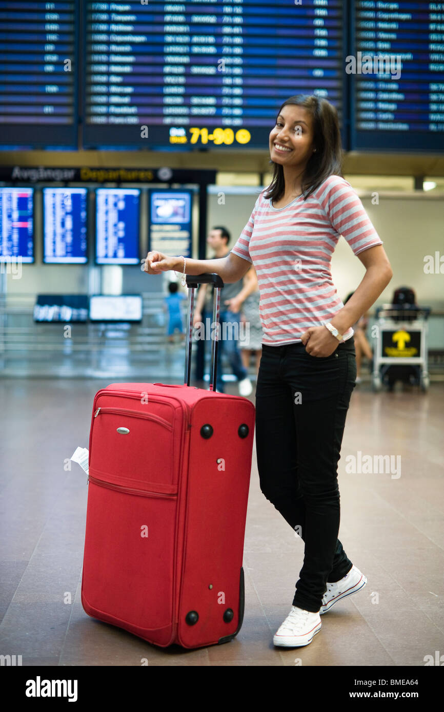 Woman with a suitcase Stock Photo