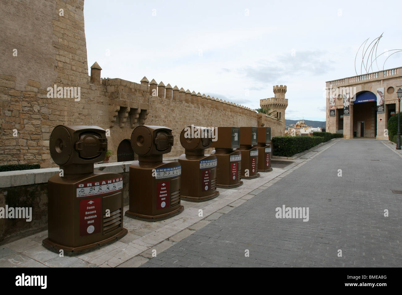 Palma de Mallorca Majorca Spain containers trash bins City View Stock Photo