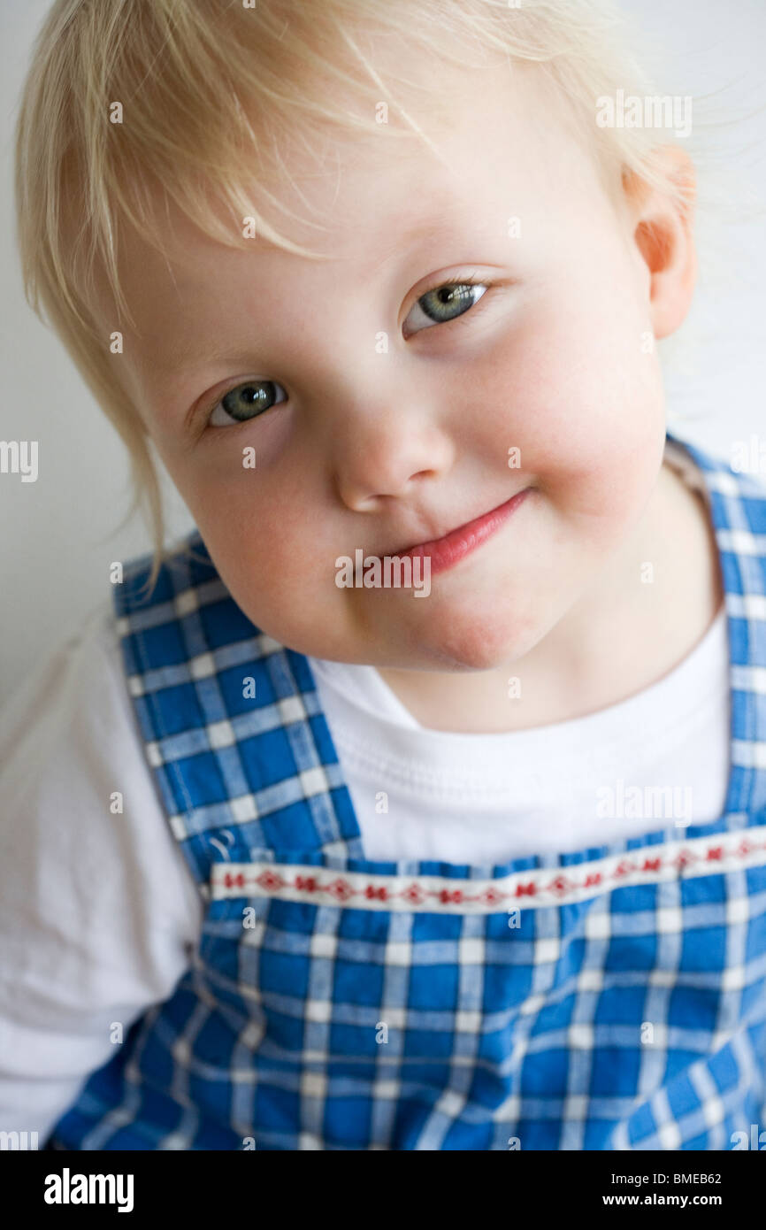 Portrait of a laughing girl, Sweden. Stock Photo