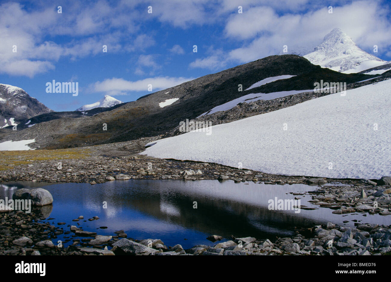 View of snow covered mountain landscape Stock Photo