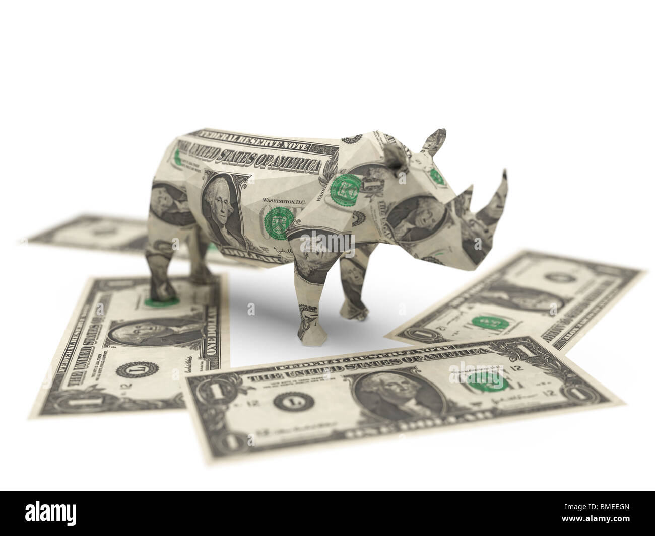 dollar origami rhino made in 3D Stock Photo Alamy