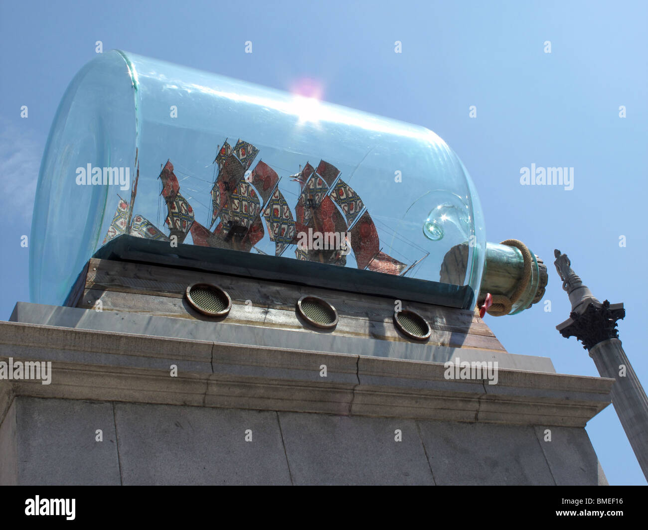 Yinka Shonibare replica Horatio Nelson's flagship Victory Bottle Fourth Plinth Stock Photo