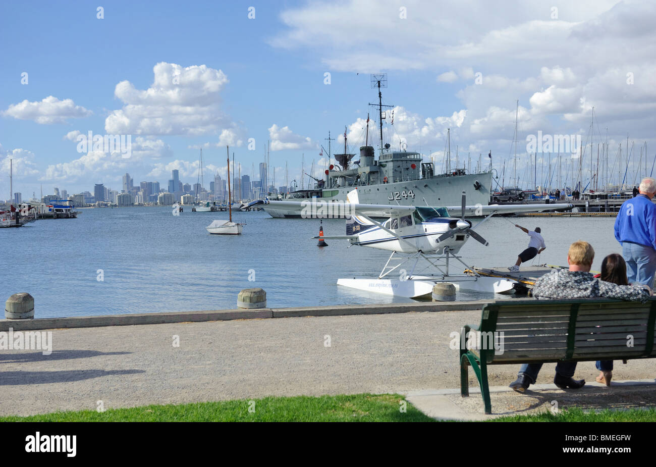 Williamstown Marina with HMAS Castlemaine Stock Photo Alamy