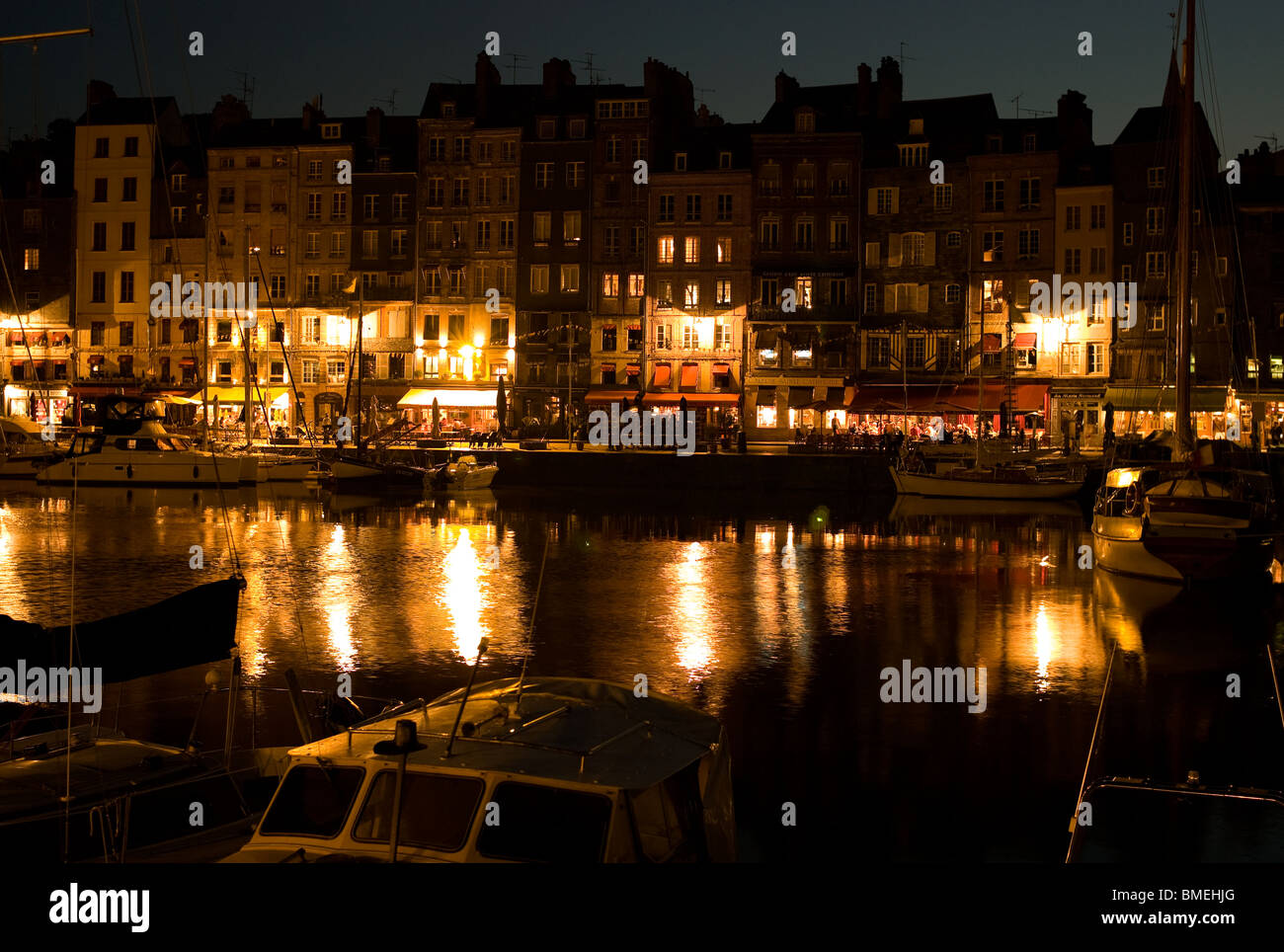 NIGHTSCAPES HONFLEUR, FRANCE Stock Photo