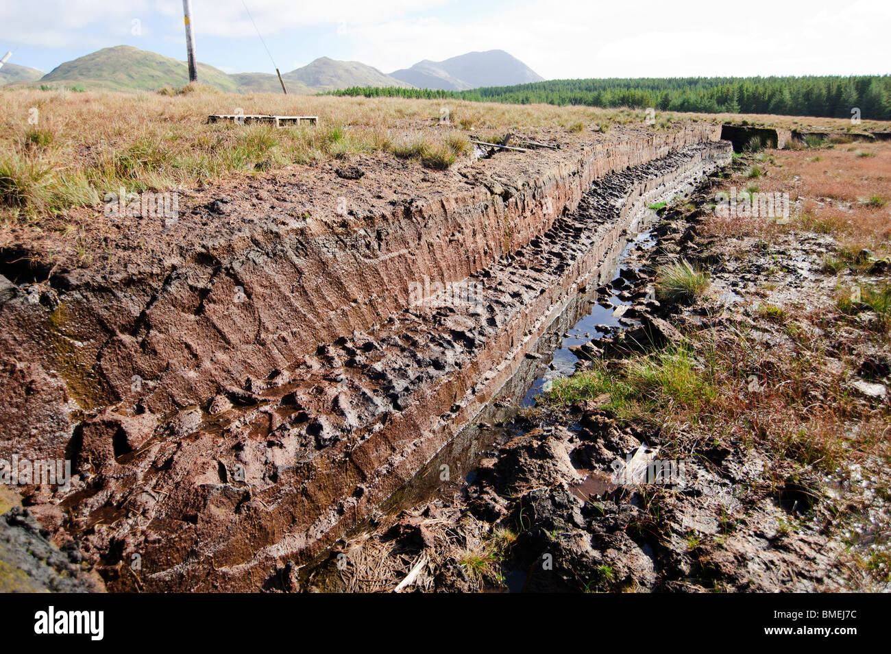 Peat exploitation, N59, County Galway, Province of Connacht, Ireland Stock Photo