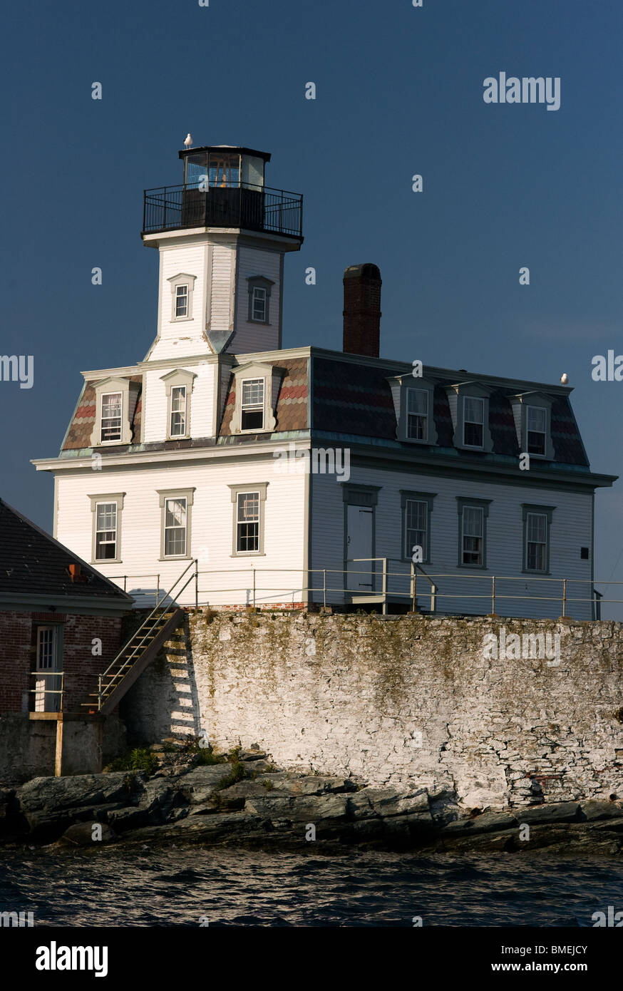 ROSE ISLAND LIGHTHOUSE (1870, NARRAGANSETT BAY, NEWPORT, RHODE ISLAND