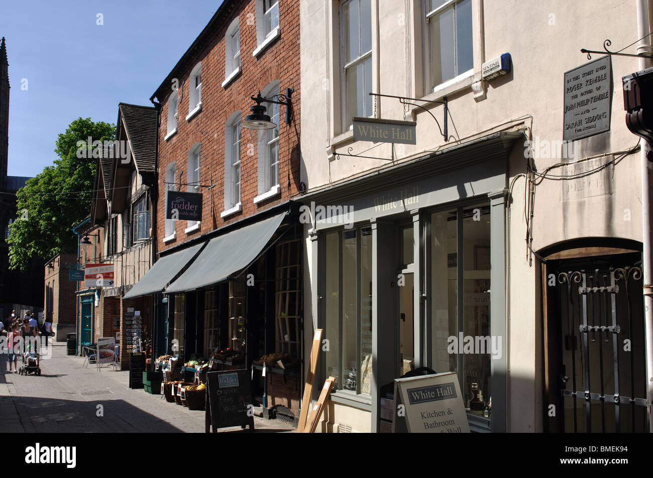 Shops in Capuchin Lane, Hereford, Herefordshire, England, UK Stock