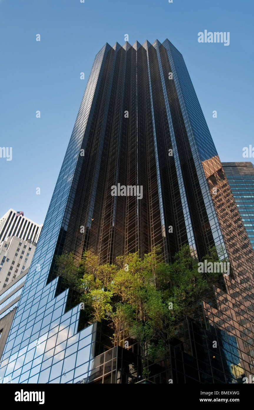 Trump Tower is a 58-story skyscraper (1983) in New York City located at 721 Fifth Avenue, at the corner of East 56th Street, USA Stock Photo