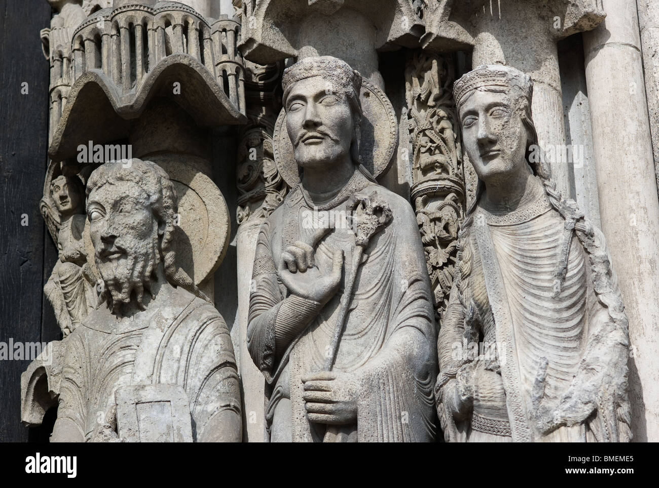 SCULPTURES CHARTRES CATHEDRAL CHARTRES, FRANCE Stock Photo