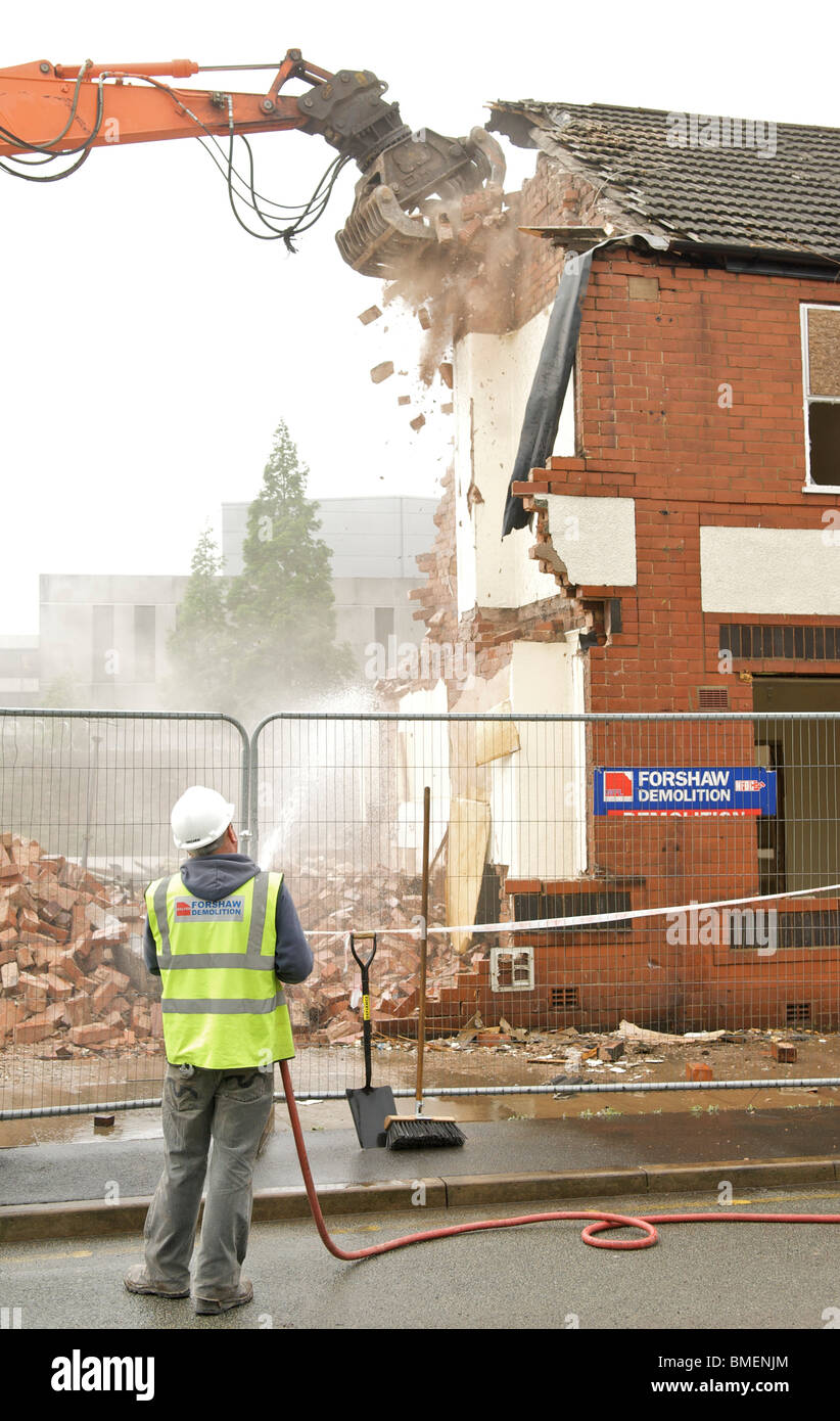 Demolition of row of terrace houses Stock Photo