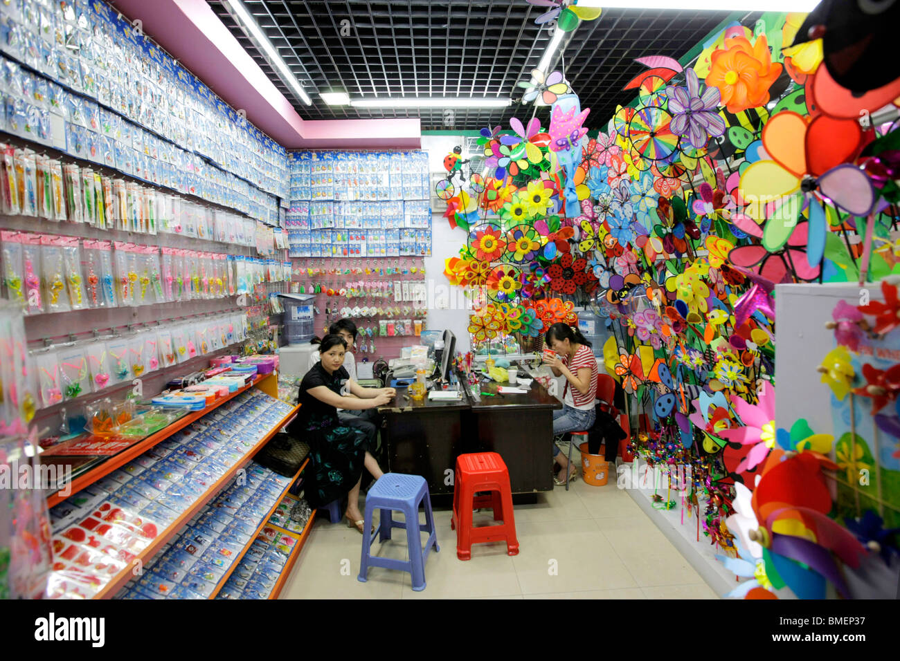 Store selling pinwheels and assortment of digital toys in Yiwu Market, Yiwu, Zhejiang Province