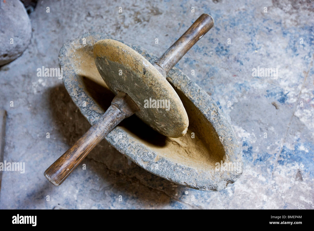 Stone grinder for processing herbs in a Chinese herbal medicine store