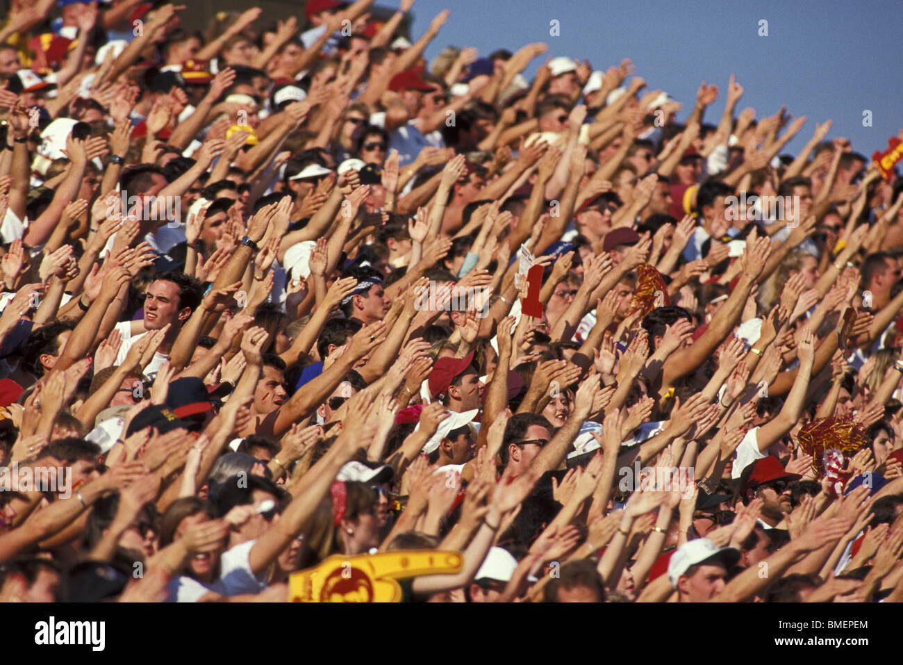 Fans doing the wave Stock Photo Alamy