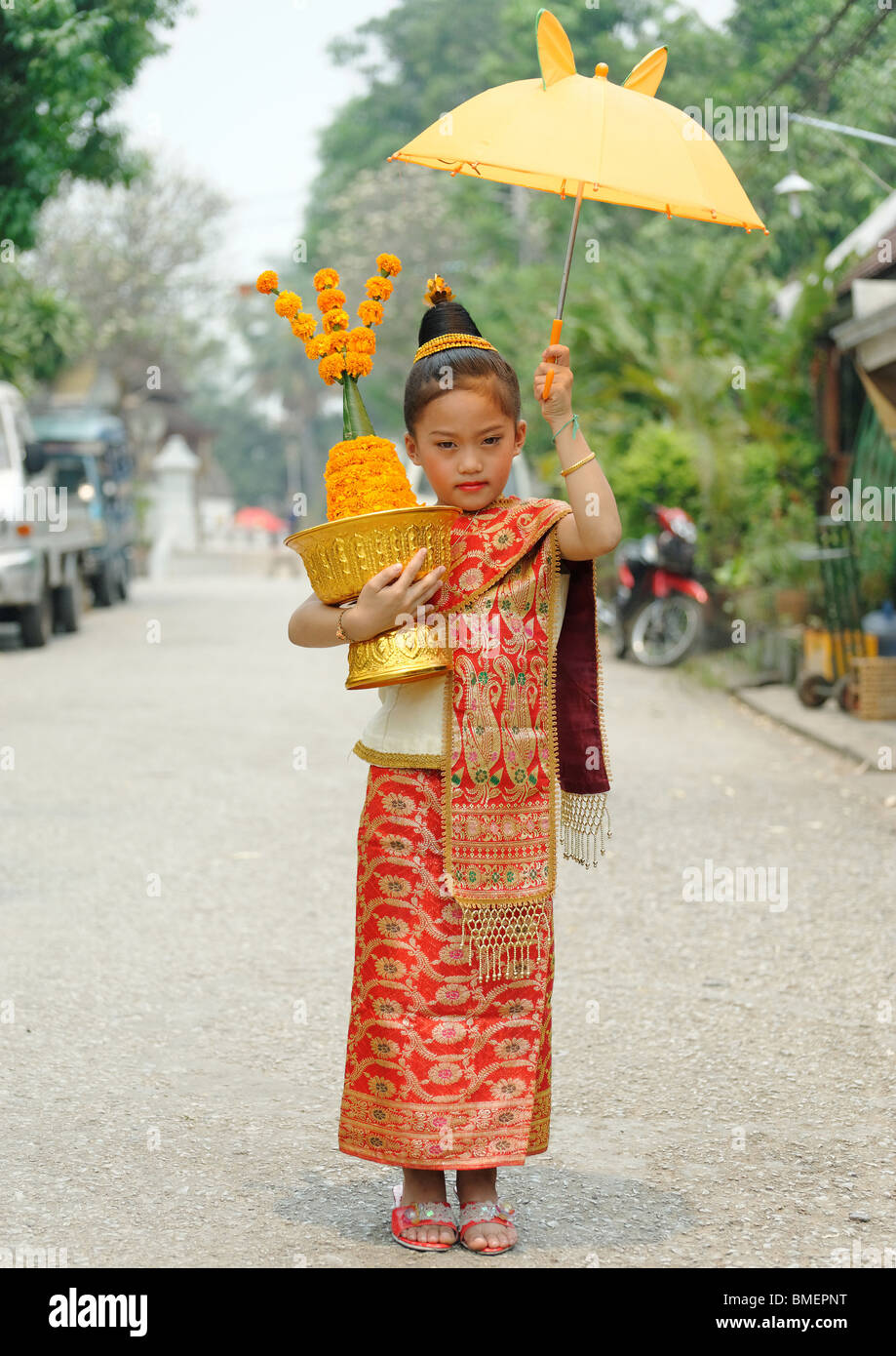 Little girl from Laos on her most beautiful, in Traditional costume ...