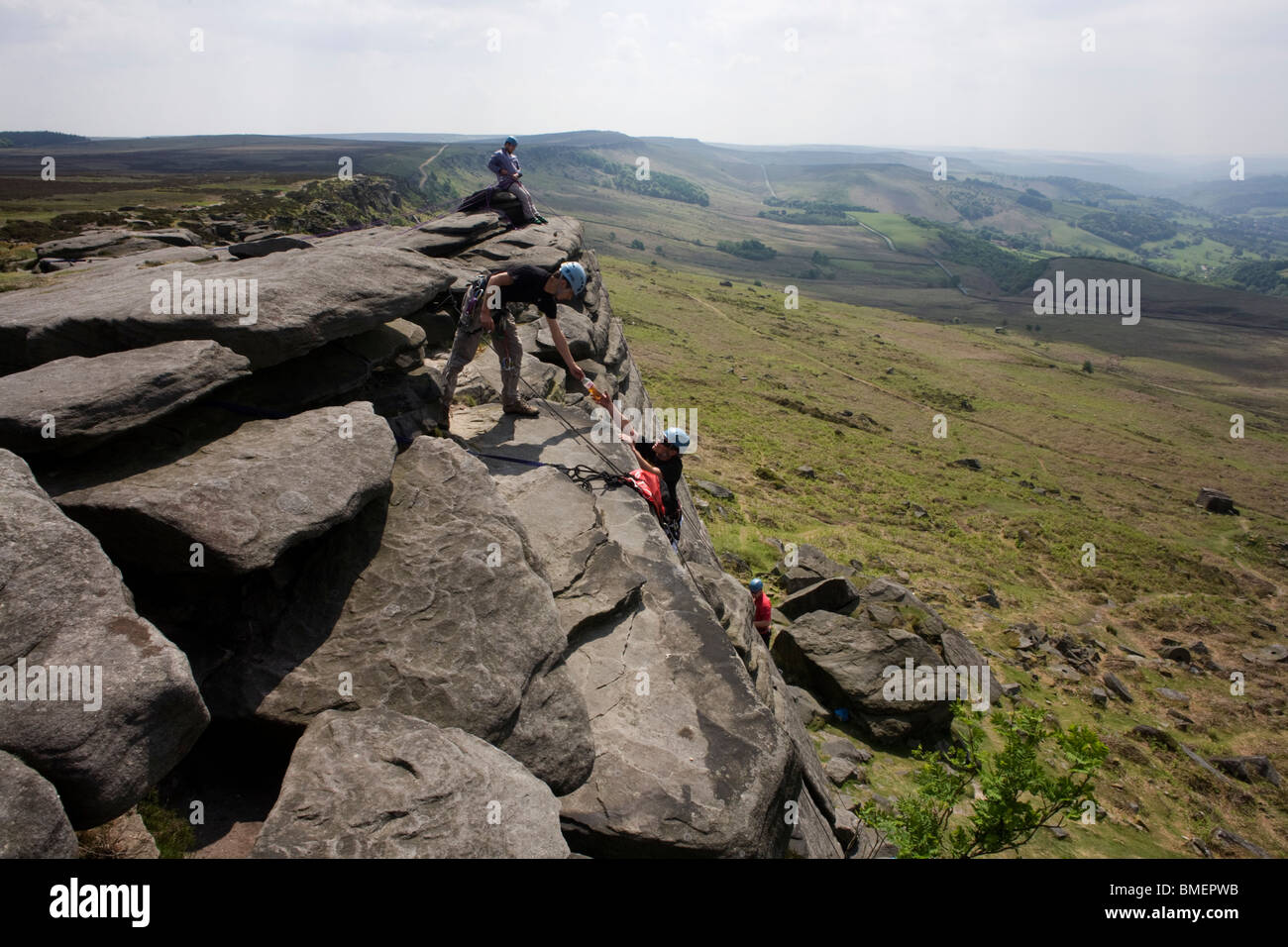 Climbing club and gritstone geology on Long Causeway cliffs, Peak