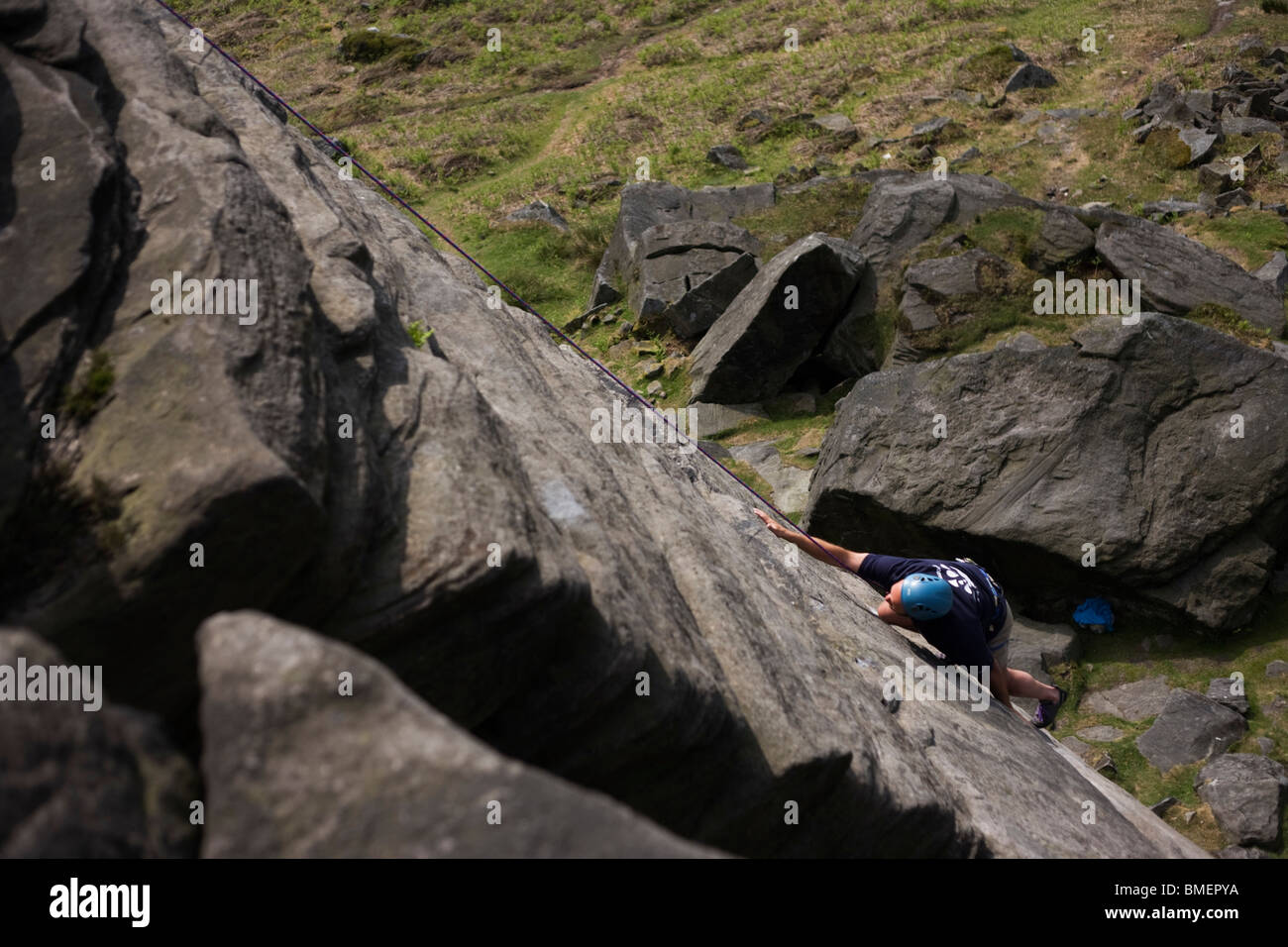 Climbing club and gritstone geology on Long Causeway cliffs, Peak