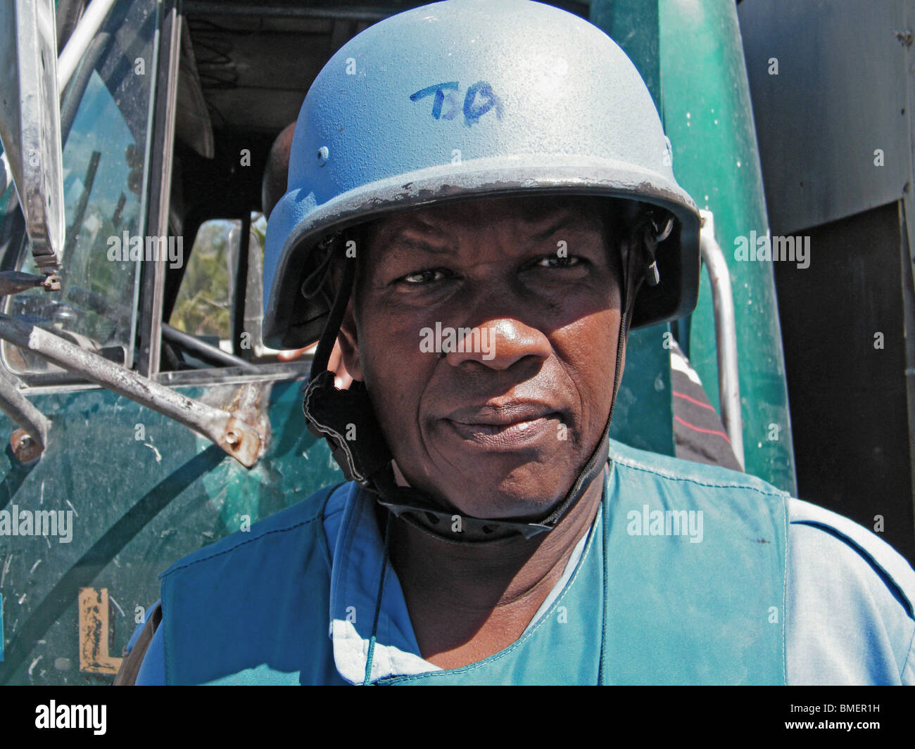 Portrait of a Malian United Nations peacekeeper in Gonaives, Haiti Stock Photo