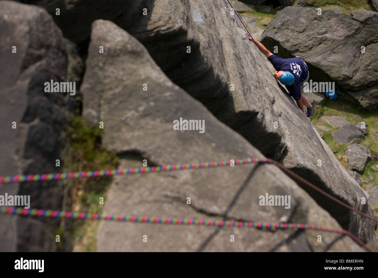 Climbing club and gritstone geology on Long Causeway cliffs, Peak