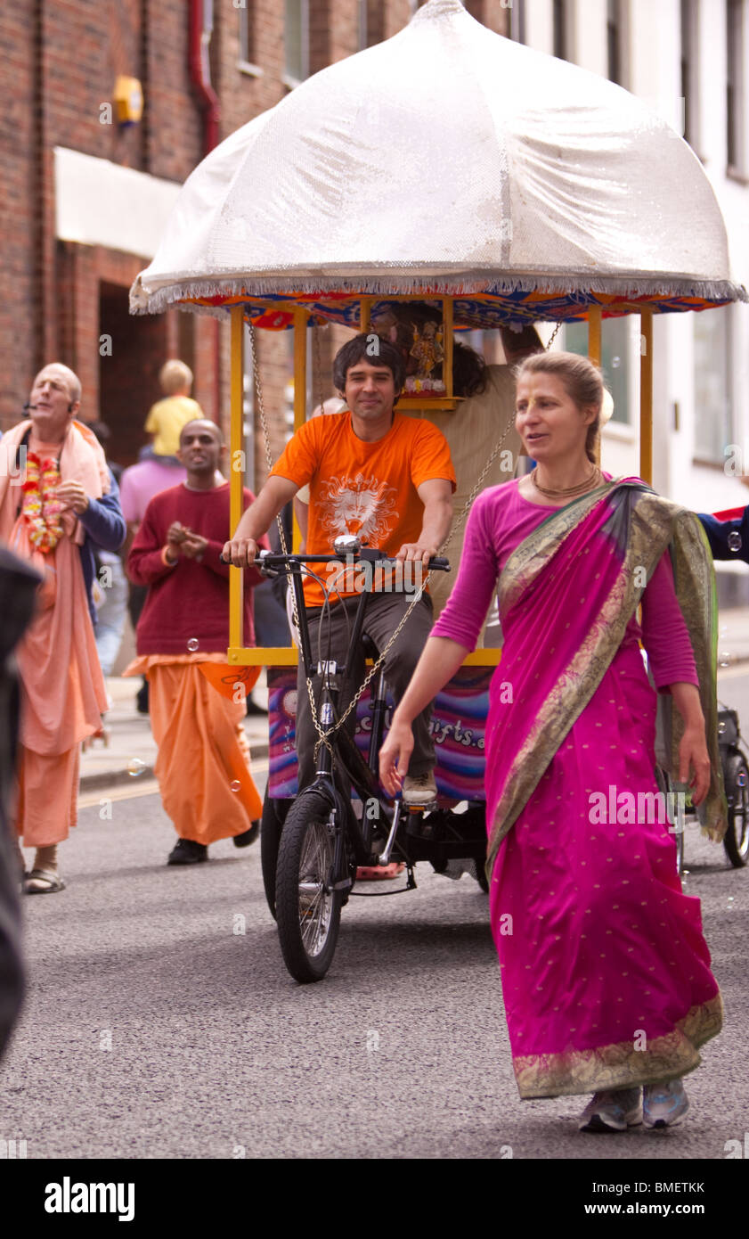 Hare Krishna members at the Luton International Carnival Stock Photo