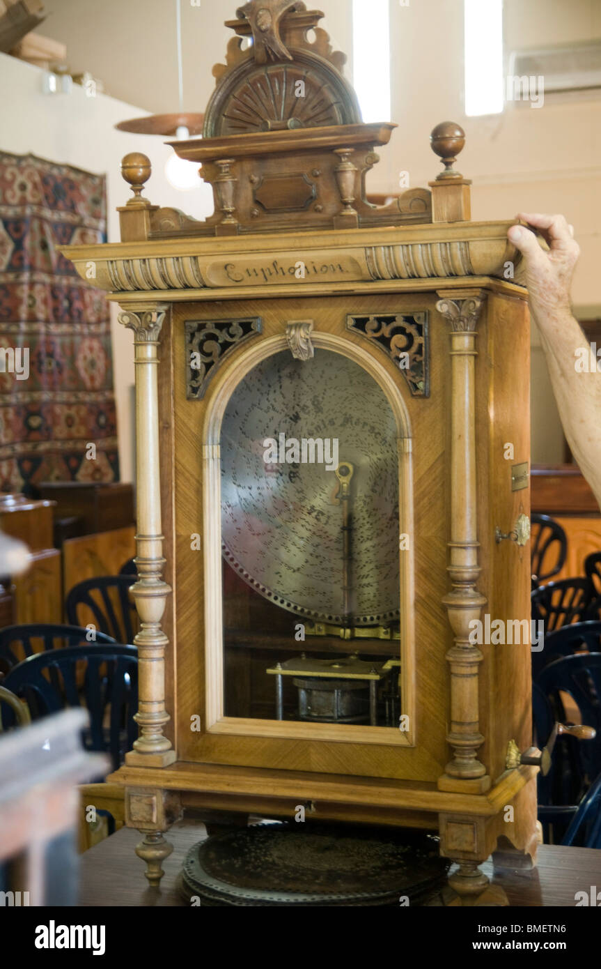 Israel, Ein Hod Artists village, The Nisco Museum of Mechanical Music. Disk operated music box Stock Photo