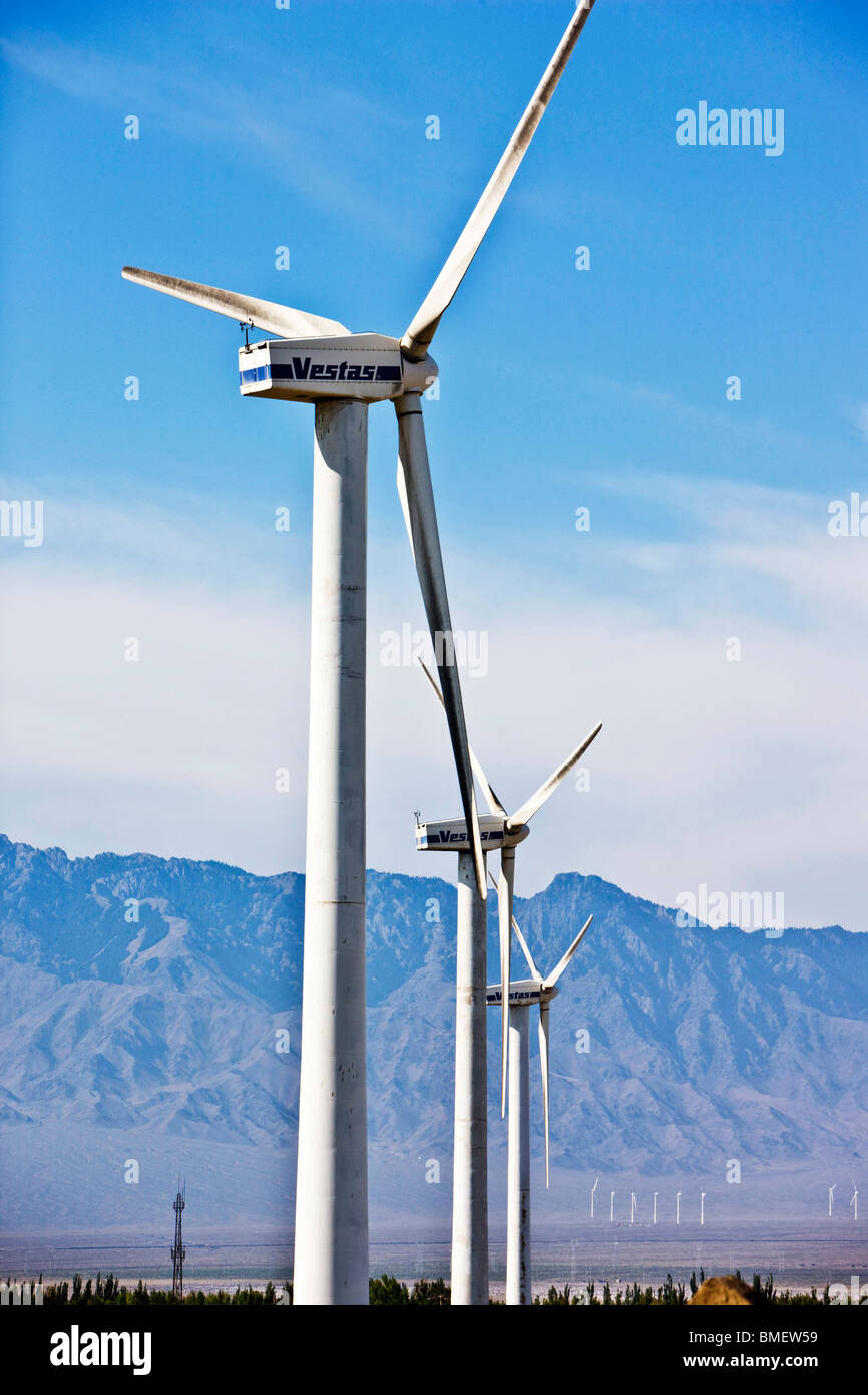 Wind mill in Dabancheng Wind Farm, Xinjiang Uyghur Autonomous Region, China Stock Photo