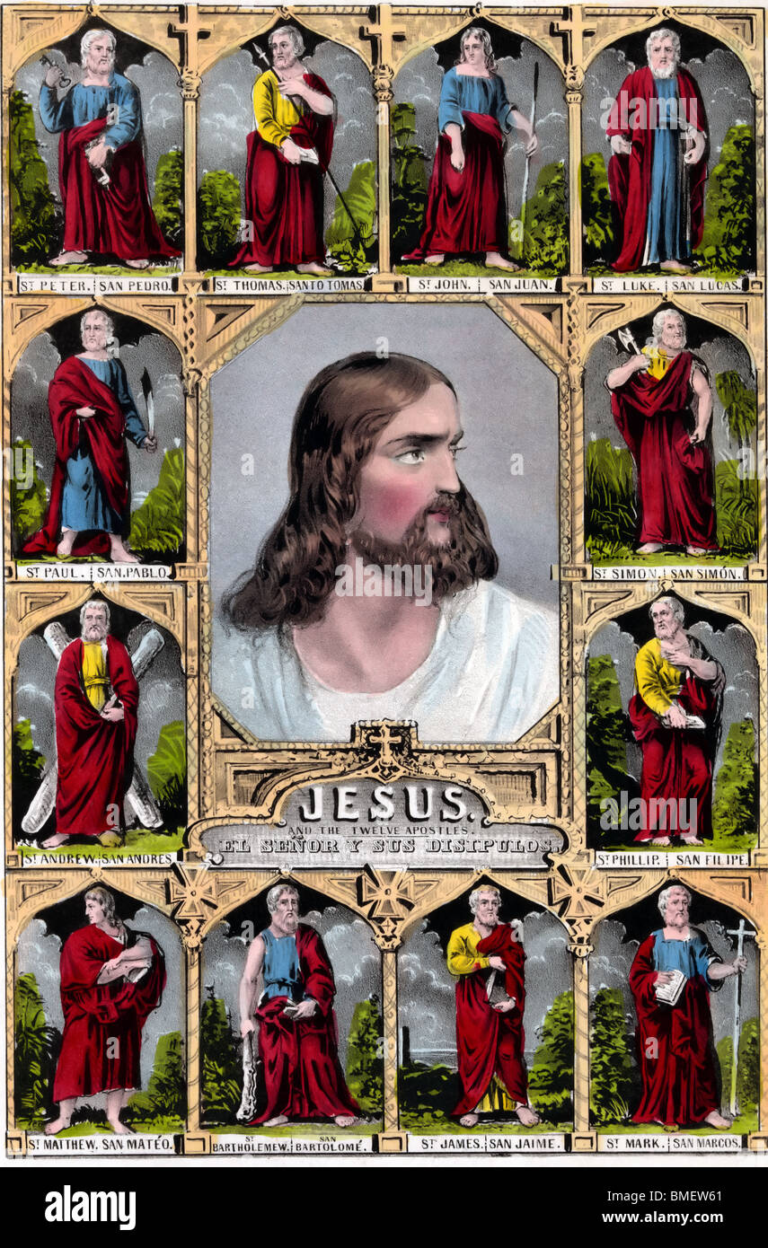 Jesus and the twelve apostles Stock Photo