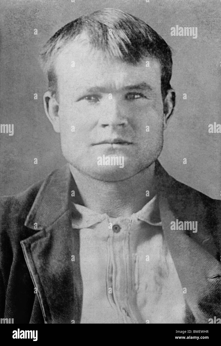Vintage prison photo c1893 of notorious American outlaw Butch Cassidy (1866 - c1908), real name Robert LeRoy Parker. Stock Photo