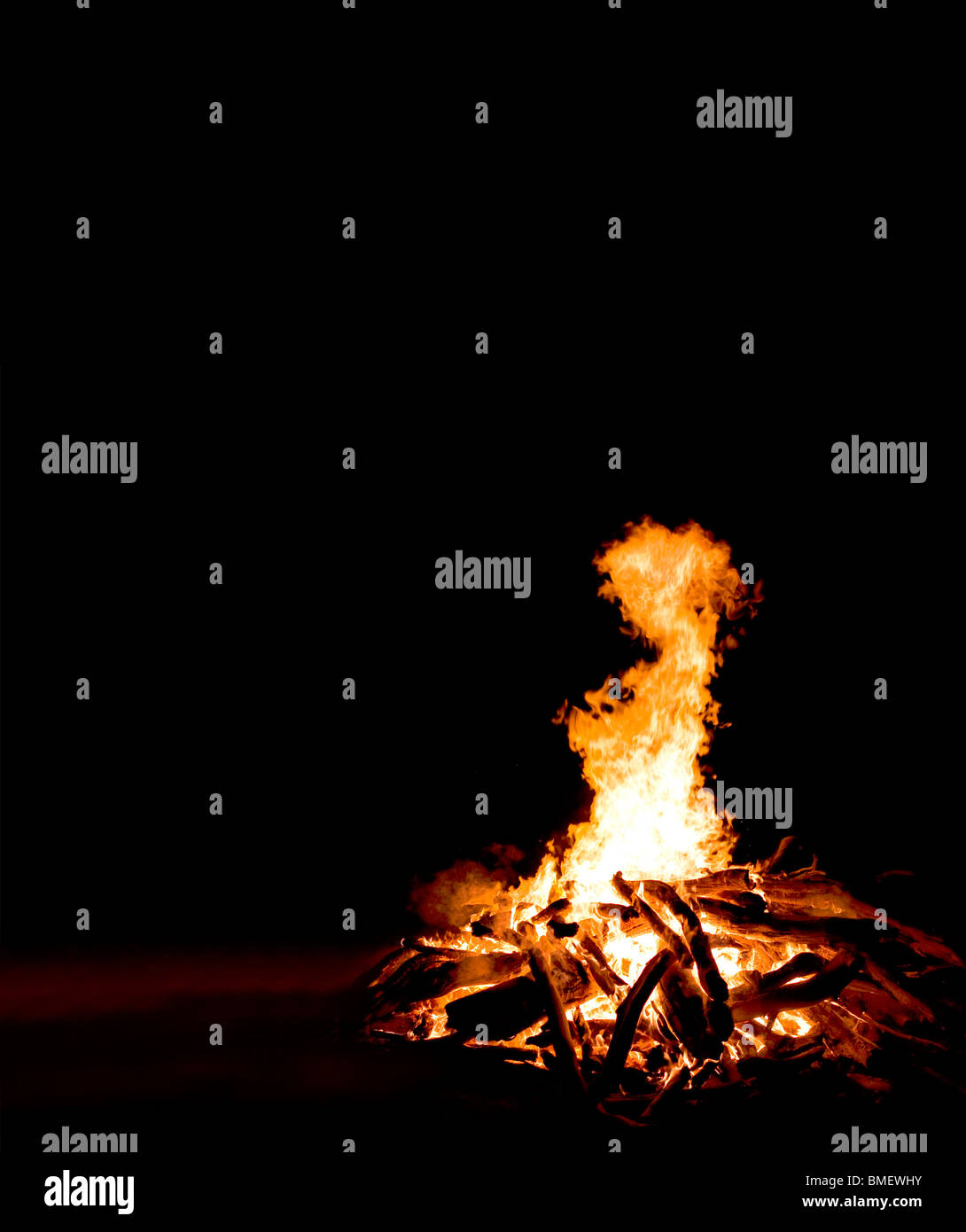 Burning camp fire, China Stock Photo