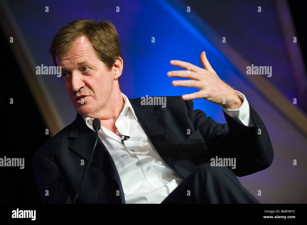Alastair Campbell former British government spin doctor speaking on