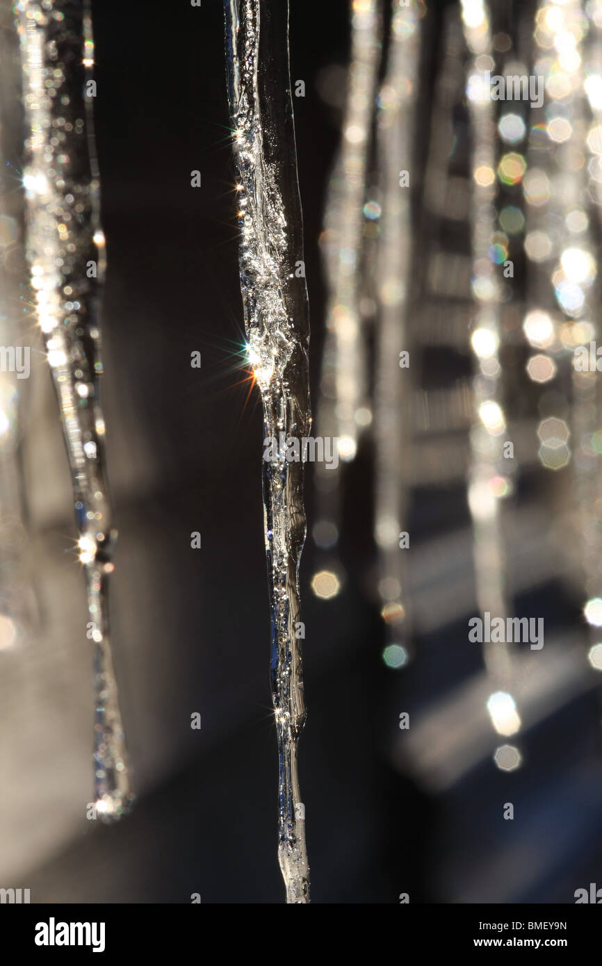 Close up of icicles Stock Photo