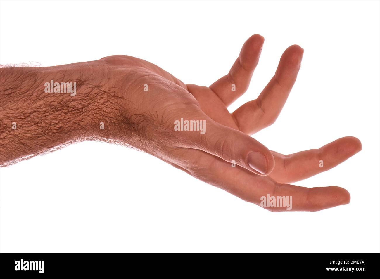 mans hand isolated with fingers curling Stock Photo Alamy