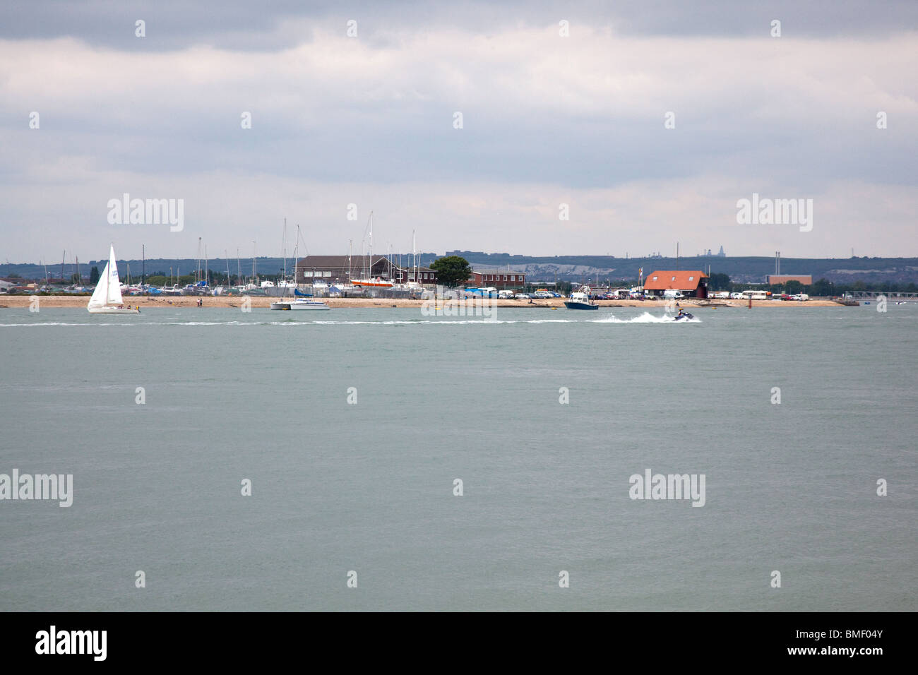 View of Portsmouth Harbour from Hayling Island, Hampshire, England
