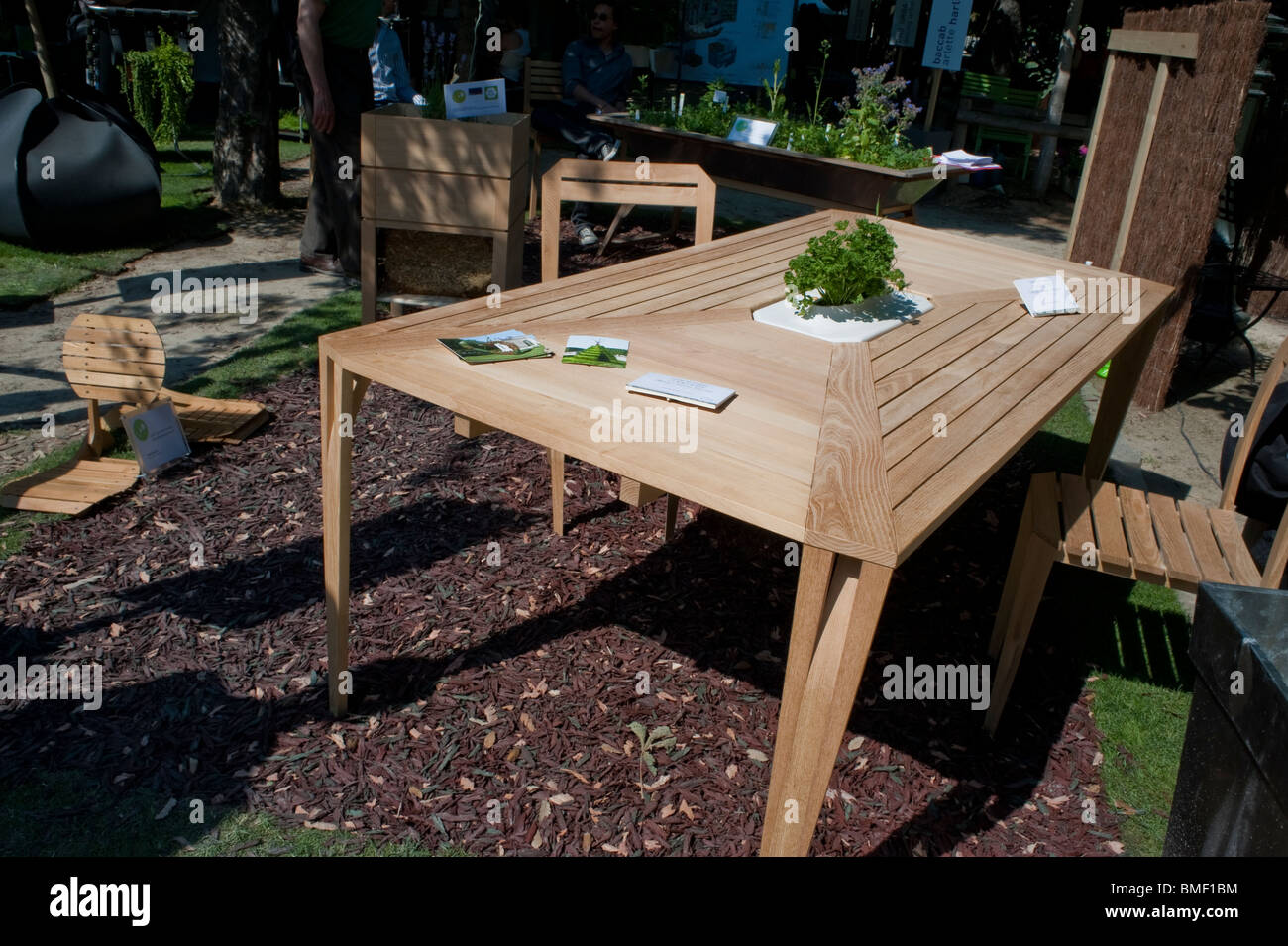 Paris, France, Garden Festival, Detail Wooden "Modern Garden Furniture
