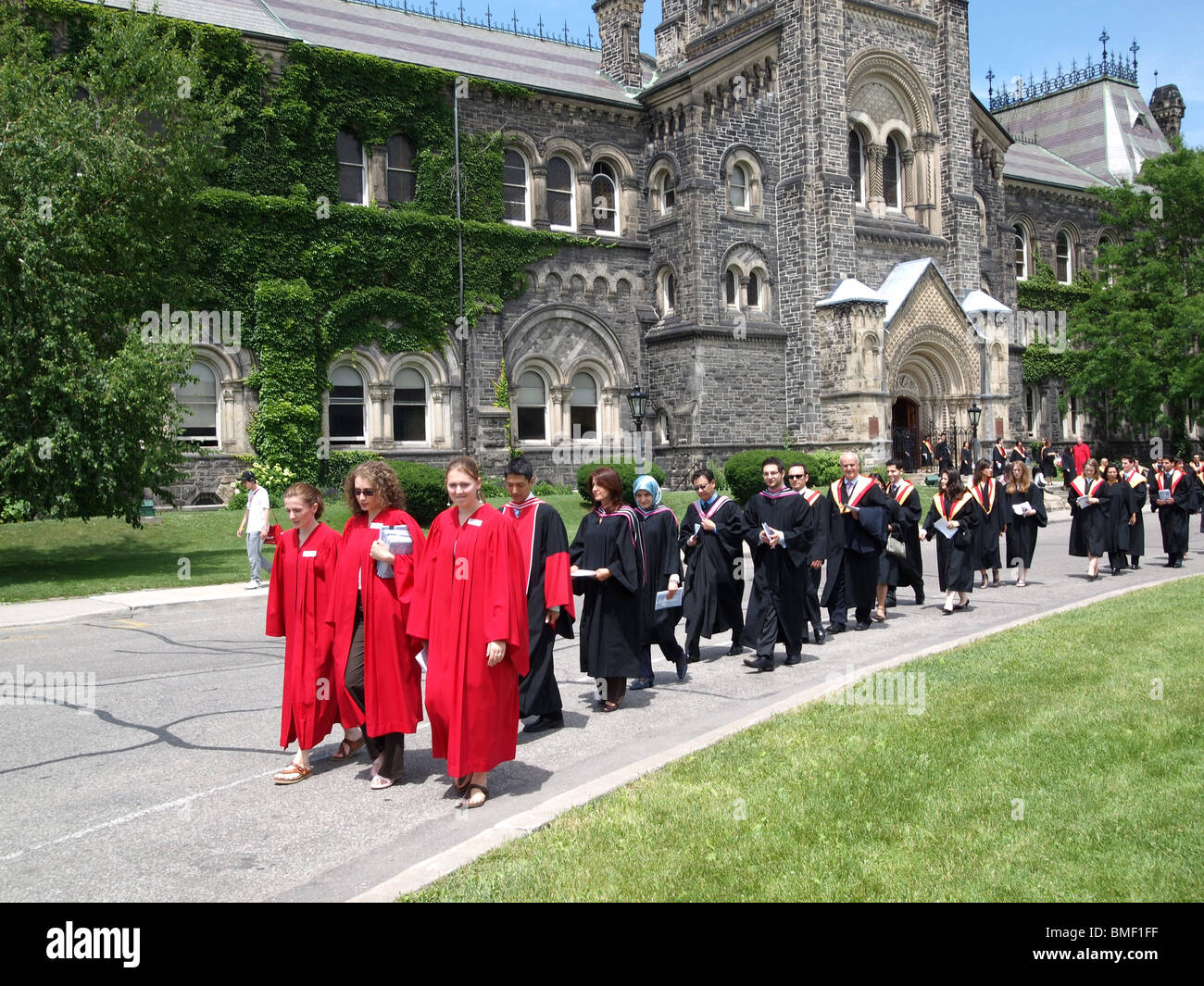University graduation procession in front of University College at the