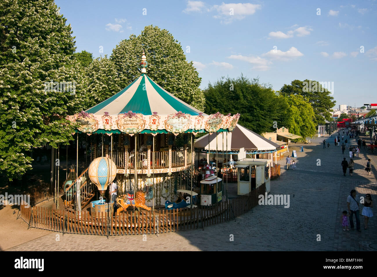 A vintage merry-go-round in Parc de la Villette, Paris