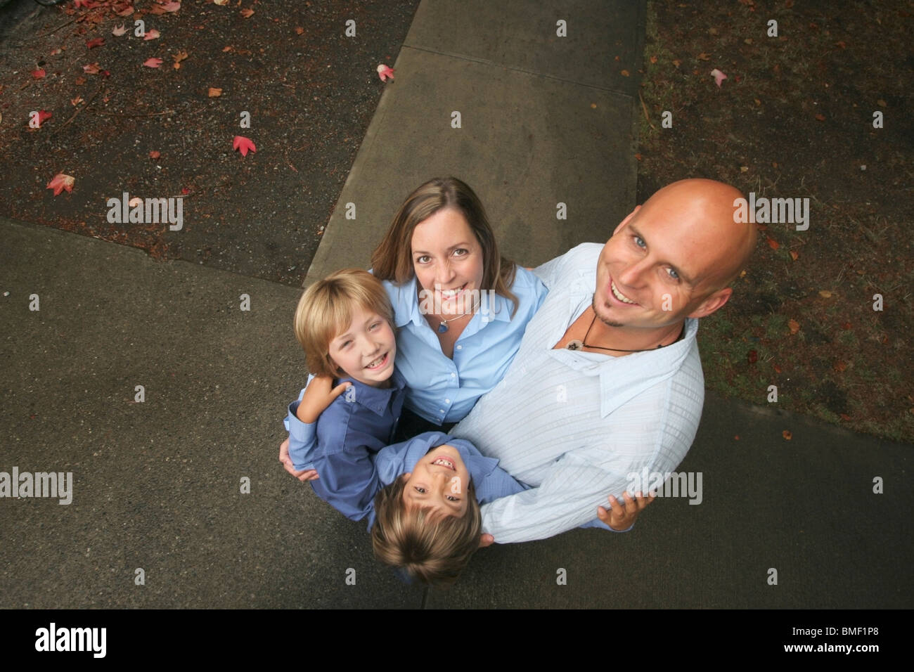 A Family Portrait Taken From A High Angle Stock Photo