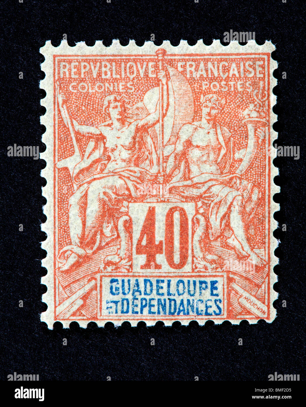 Postage stamp from Guadeloupe (as a French colony) depicting Peace and