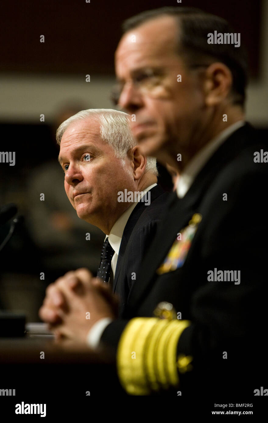 Secretary of Defense Robert Gates and Chairman of the Joint Chiefs of Staff Admiral Michael Mullen. Stock Photo