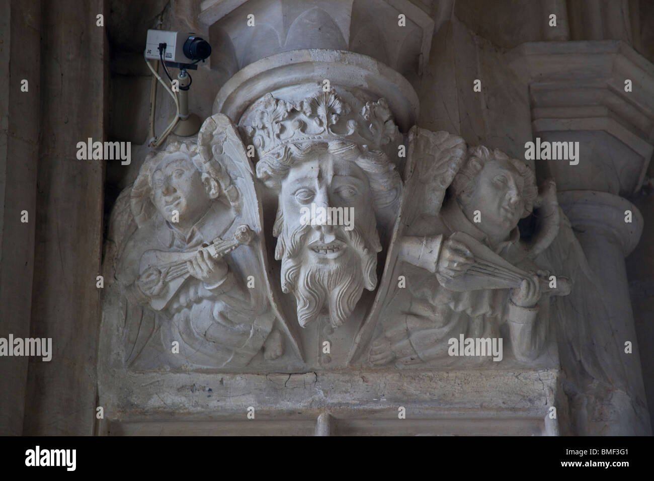 The Treasury with security camera, Winchester Cathedral, Winchester, Hampshire, England Stock Photo