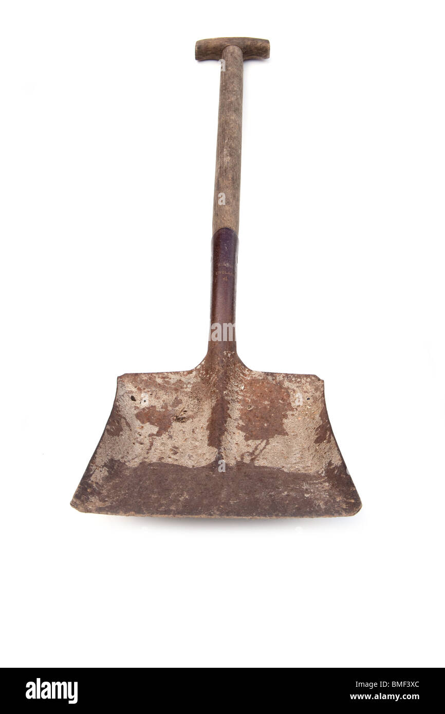 Traditional metal shovel, isolate on a white studio background. Stock Photo