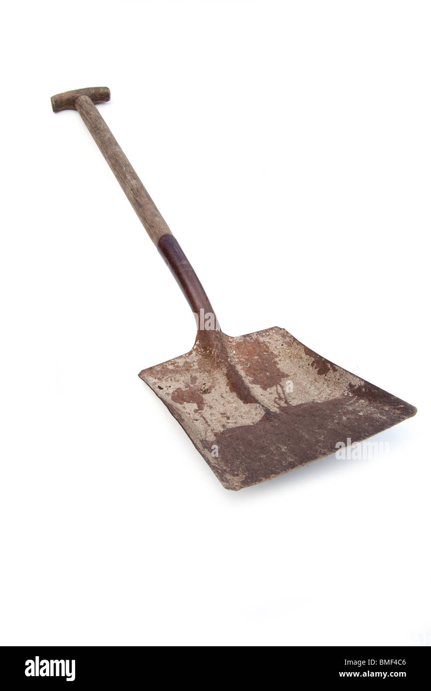 Traditional metal shovel, isolate on a white studio background. Stock Photo