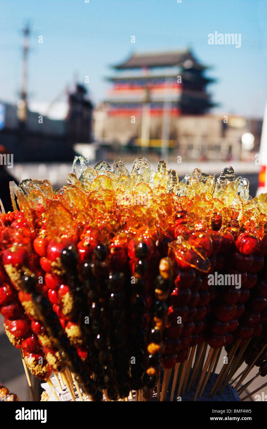 Beijing traditional snack Tanghulu, Qianmen Street, Beijing, China ...