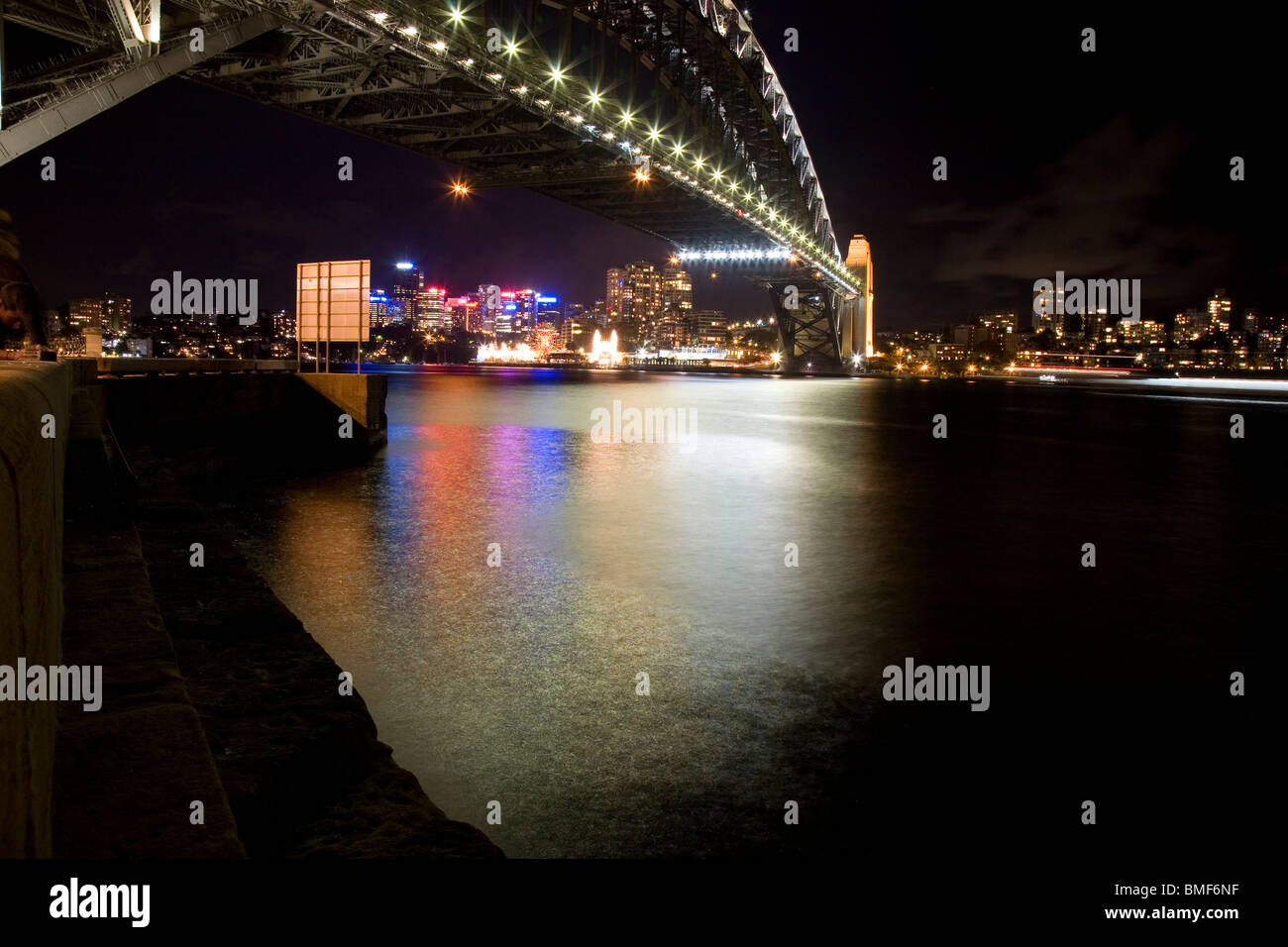 Sydney harbour bridge at night Stock Photo