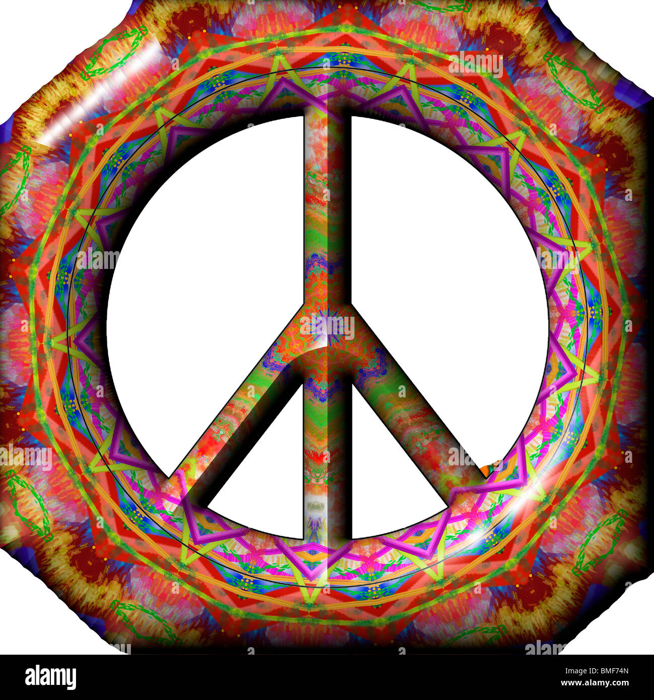 Psychedelic Peace Sign on White Background Stock Photo Alamy