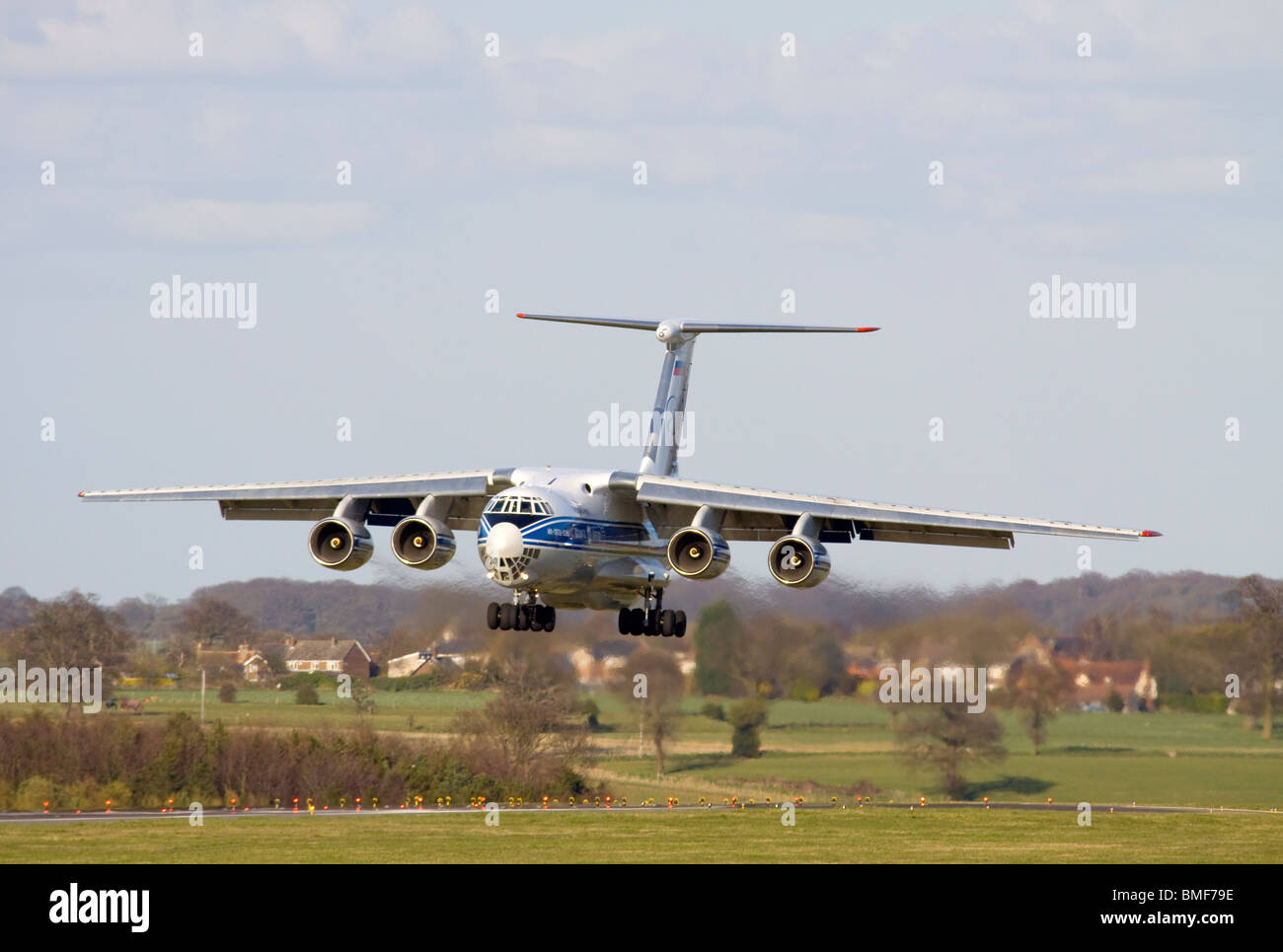 Volga Dnepr Ilyushin Il76 TD90VD landing at London Luton Stock Photo