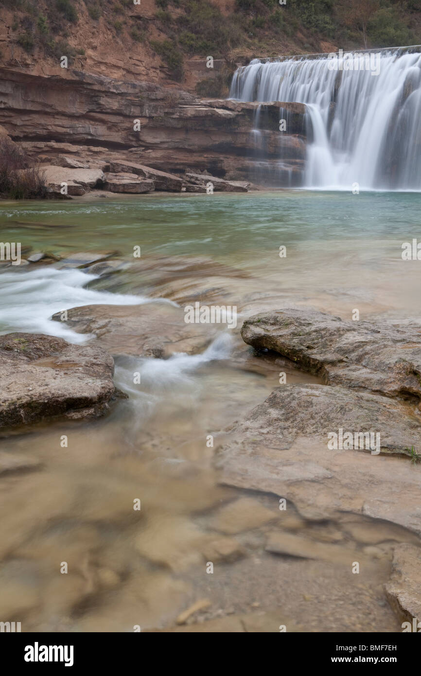 Bierge waterfall, Vero river, Sierra de Guara Natural Park, Huesca, Spain Stock Photo