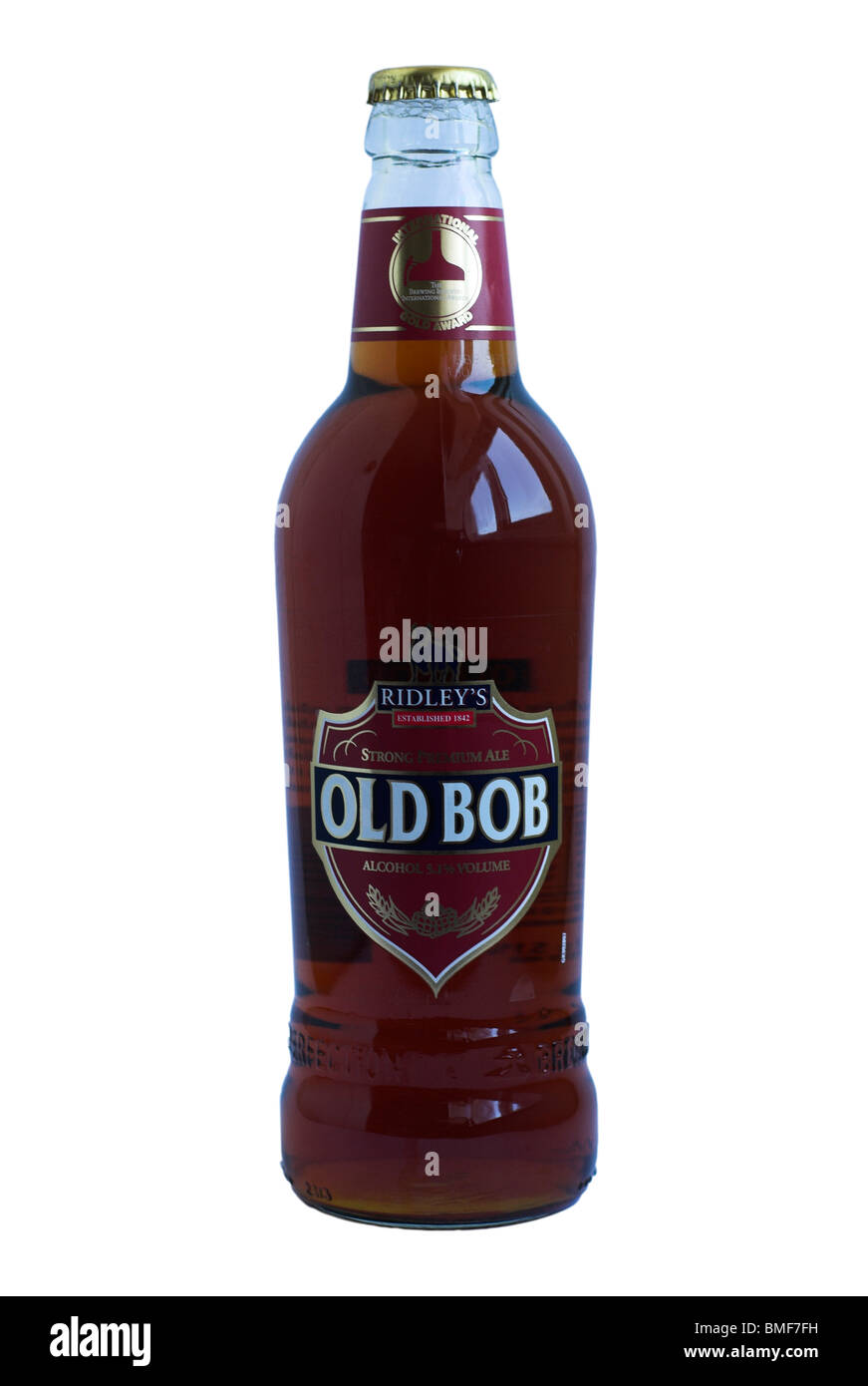 Greene King (Ridleys) Old Bob Bottled beer - 2010.  ABV 5.1%. Stock Photo