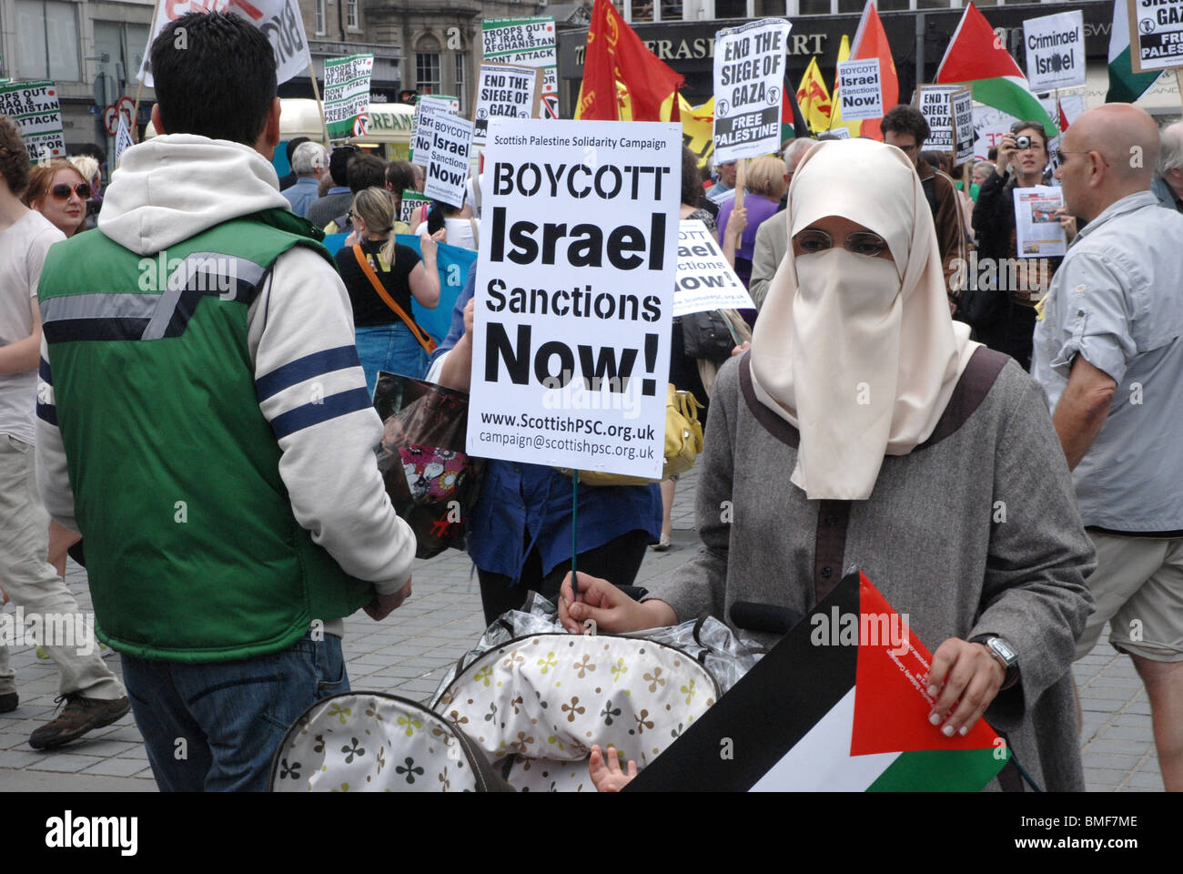 Anti Israeli protests in Edinburgh following the attack on an aid flotilla attempting to reach Gaza. Stock Photo