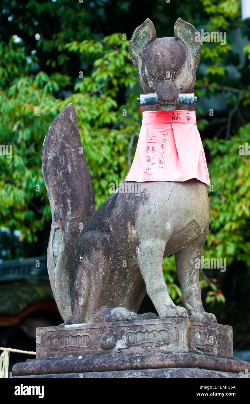 Fox statue in Japanese shrine in Kyoto Japan Stock Photo Alamy